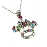 Rhinestone Crown Charm Necklaces - Multi Colos - NE-JN0166M
