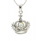 Rhinestone Crown Charm Necklaces - Clear Color - NE-JN0180CL