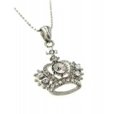 Rhinestone Crown Charm Necklaces - Clear Color - NE-JN0180CL