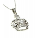 Rhinestone Crown Charms Necklaces - Clearc Color - NE-JVSN8153CL