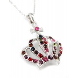 Rhinestone Crown - Rhodium Plating - Multi Colors - NE-N3044MT