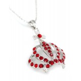 Rhinestone Crown - Rhodium Plating - Red Colors - NE-N3044RD