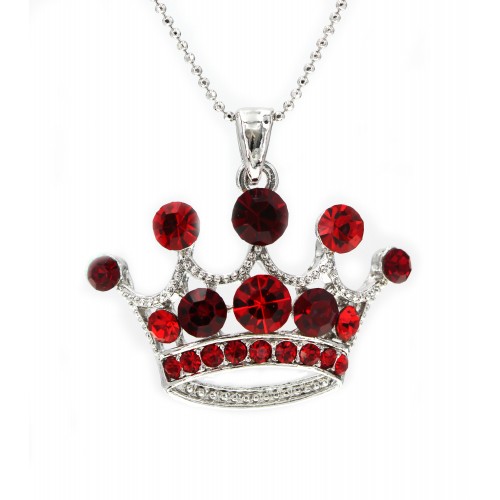 Rhinestone Crown - Rhodium Plating - Made in Korea - Red - NE-N5382RD Rhinestone Crown - Rhodium Plating - Made in Korea - Red - NE-N5382RD