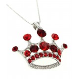 Rhinestone Crown - Rhodium Plating - Made in Korea - Red - NE-N5382RD Rhinestone Crown - Rhodium Plating - Made in Korea - Red - NE-N5382RD