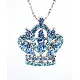 Rhinestone Crown - Rhodium Plating - Made in Korea - Blue - NE-N5528BL