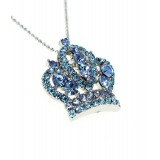 Rhinestone Crown - Rhodium Plating - Made in Korea - Blue - NE-N5528BL