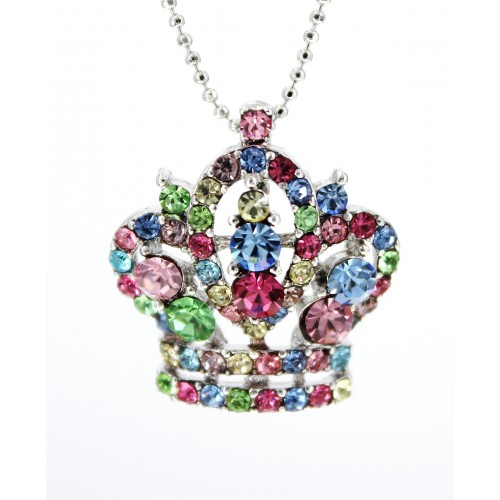 Rhinestone Crown - Rhodium Plating - Made in Korea - Multi - NE-N5528MT Rhinestone Crown - Rhodium Plating - Made in Korea - Multi - NE-N5528MT