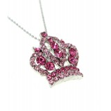 Rhinestone Crown - Rhodium Plating - Made in Korea - Pink - NE-N5528PK