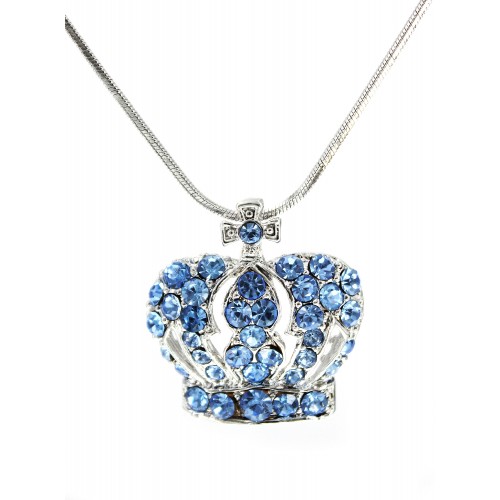Rhinestone Crown - Rhodium Plating - Made in Korea - Blue - NE-NL6654BL