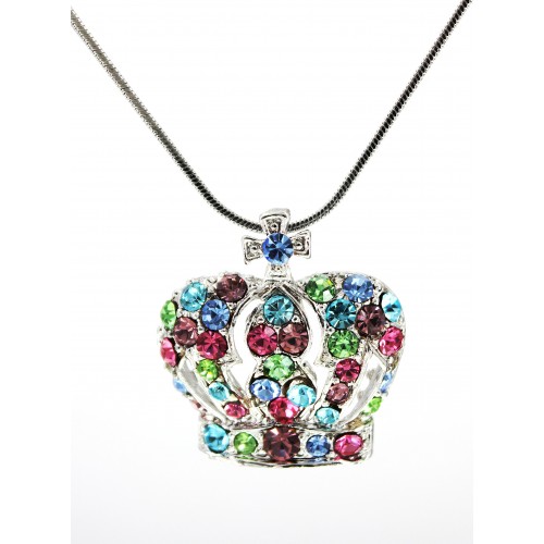 Rhinestone Crown - Rhodium Plating - Made in Korea - Multi Colors - NE-NL6654MT