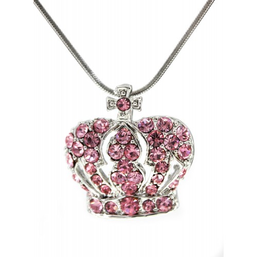 Rhinestone Crown - Rhodium Plating - Made in Korea - Pink - NE-NL6654PK