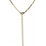 Necklace - Gold tone Chain Faceted Glass w/Leopard Print + Embedded Rhinestone Heart Charm NE + ER - NE-ACQN4735