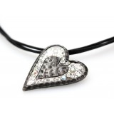Rhinestone Heart Necklaces w/ Multi Cords - NE-ACQN4825SB