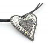 Rhinestone Heart Necklaces w/ Multi Cords - NE-ACQN4825SB