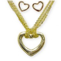 Necklace - Heart Charm & Earrings  Set -  NE-MS3149G