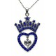 Necklace - Crown + Heart Charm - Sapphire - NE-N4839SPH Necklace - Crown + Heart Charm - Sapphire - NE-N4839SPH