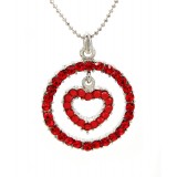 Loop & Heart Austrian Crystal Necklace - Red - NE-P1060RD