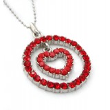 Loop & Heart Austrian Crystal Necklace - Red - NE-P1060RD