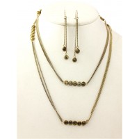 Necklace - 40" Love w/ Heart Sign Necklace & Earring Set - Gold Tone - NE-QNE2004G