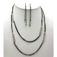 Necklace - 40" Love w/ Heart Sign Necklace & Earring Set - Hema MS Tone - NE-QNE2004HMS