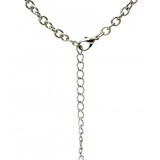 Necklace - Rhodium Chain w/Faceted Glass Heart Charm NE & Earring Set - Purple - NE-S6315LRDAY