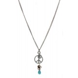 Multi Peace Signs Necklace w/ TQ Blue Stone - NE-ACQN4797