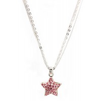 Designer Styled Crystal Necklace/ Star - Pink - NE-JJN1024PK