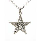 Rhinestone Star Charms Necklaces - Clear -NE-JVSN8316CL