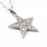 Rhinestone Star Charms Necklaces - Clear -NE-JVSN8316CL