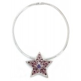 Rhinestone Star Charm w/ CZ Necklace - Purple - NE-TJ027PL