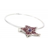 Rhinestone Star Charm w/ CZ Necklace - Purple - NE-TJ027PL