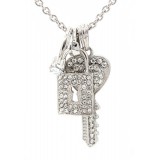 Rhinestone Key Charms Necklaces - Clear - NE-JVSN8920CL