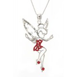 Crystal Necklaces - Tinker Bell Charm - Red - NE-N3090RD