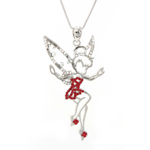 Crystal Necklaces - Tinker Bell Charm - Red - NE-N3090RD