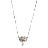 Swarovski Crystal Oval Charm w/ Dog Embossed - Clear - NE-N37632CL