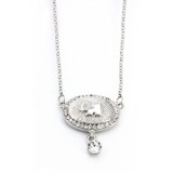 Swarovski Crystal Oval Charm w/ Dog Embossed - Clear - NE-N37632CL