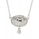 Swarovski Crystal Oval Charm w/ Dog Embossed - Clear - NE-N37632CL