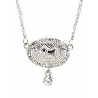 Swarovski Crystal Oval Charm w/ Dog Embossed - Clear - NE-N37632CL