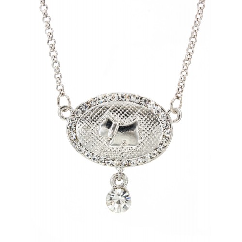 Swarovski Crystal Oval Charm w/ Dog Embossed - Clear - NE-N37632CL