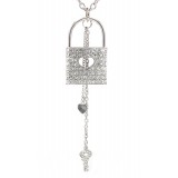 Rhinestone Lock w/ Key - Rhodium Plating - Made in Korea - NE-N4288CL