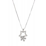 Rhinestone Star w/ Flower - Rhodium Plating - Made in Korea - NE-N4357CL