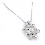 Rhinestone Star w/ Flower - Rhodium Plating - Made in Korea - NE-N4357CL