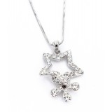 Rhinestone Star w/ Flower - Rhodium Plating - Made in Korea - NE-N4357CL