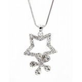 Rhinestone Star w/ Flower - Rhodium Plating - Made in Korea - NE-N4357CL