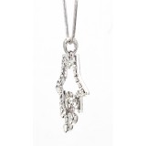 Rhinestone Star w/ Flower - Rhodium Plating - Made in Korea - NE-N4357CL