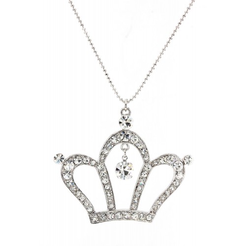Rhinestone Crown - Rhodium Plating - Made in Korea - Clear - NE-N4382CL