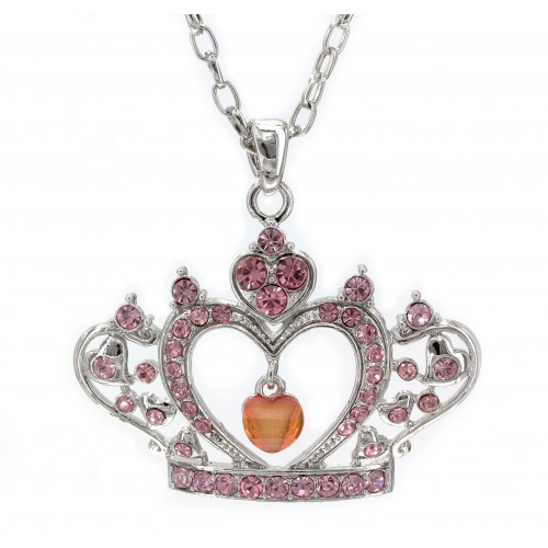 Swarovski Crystal Crown Charm - Pink -Made in Korea - Pink - NE-N4925PK Swarovski Crystal Crown Charm - Pink -Made in Korea - Pink - NE-N4925PK