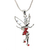 Crystal Necklaces -Tinker Bell Charm - Red - E-N6316RD