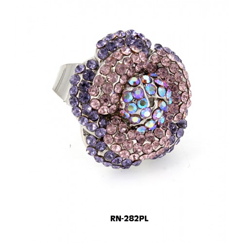 Austrian Crystal Flower Ring  - Purple Color - RN-282PL