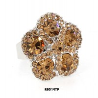 Austrian Crystal Flower Ring  - Taupe Color - RN-R6014TP